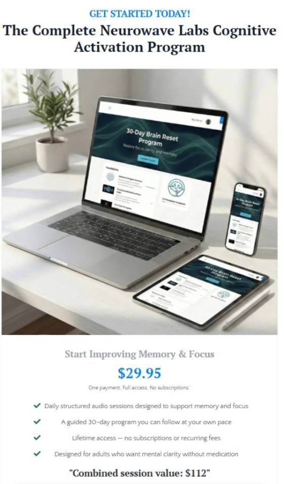 Affordable sound-based brain training program with lifetime access and no recurring subscription